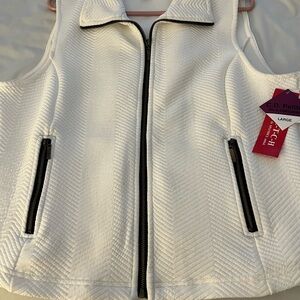 White Quilted Vest with Black Accents